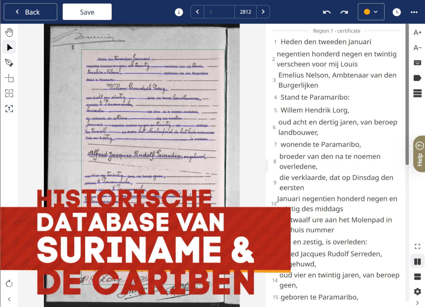 portfolio page transcribing surinamese death certificates